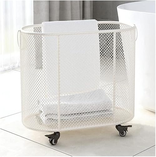 Miniatura 5 de zktoermn XJJUN - Cesta para ropa sucia, resistente, con ruedas, grande, con marco de metal fuerte, duradero, color dorado, tamaño 21.7 x 11.0 x 17.7