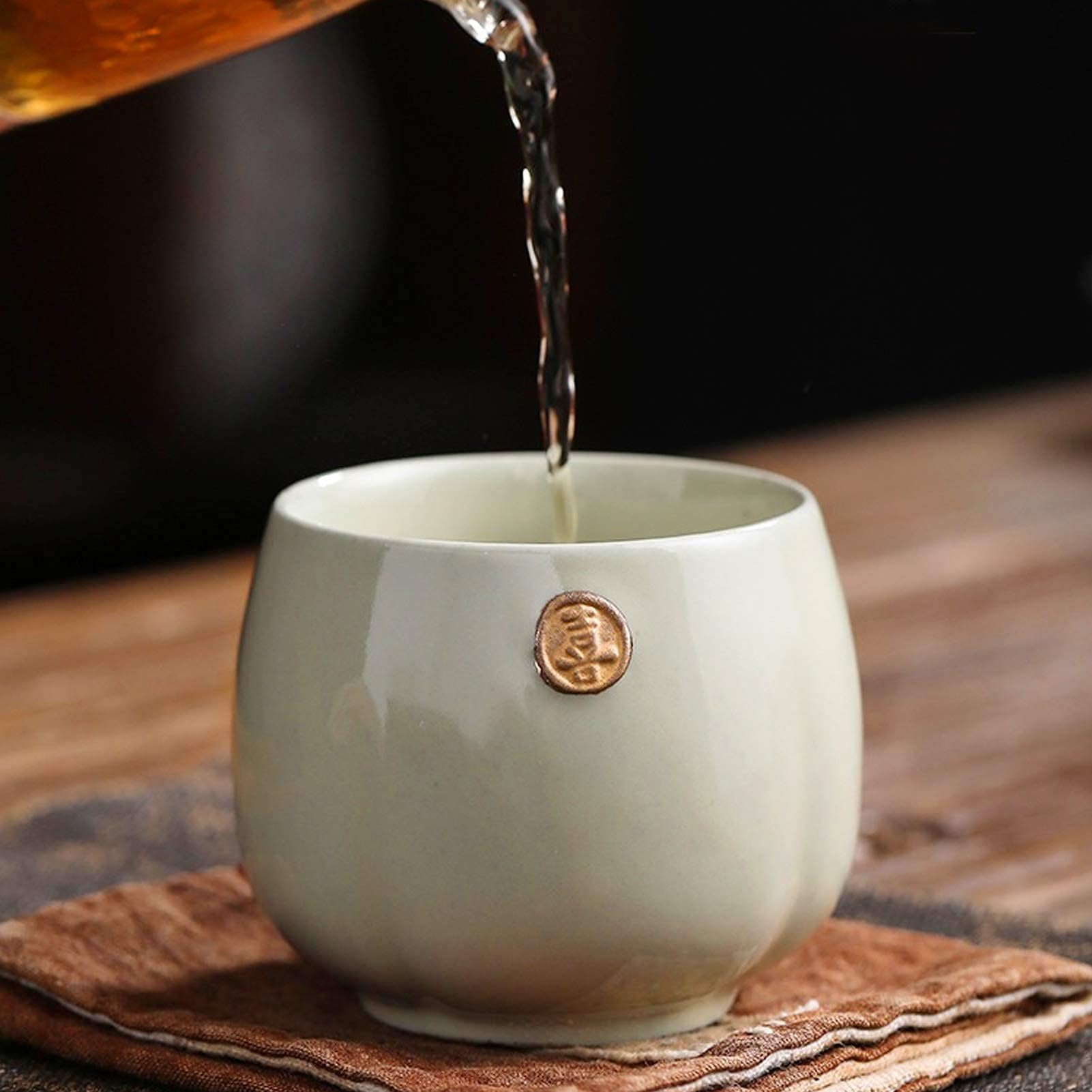 HERCHR Tasse à thé Japonaise,Tasse à Thé en Céramique,Tasses à Thé Japonaise en Céramique, 4 Tasses à Thé Service à Saké Chinois/Japonais Service à Thé Kung Fu Ensemble de 4 Tassess à la Main