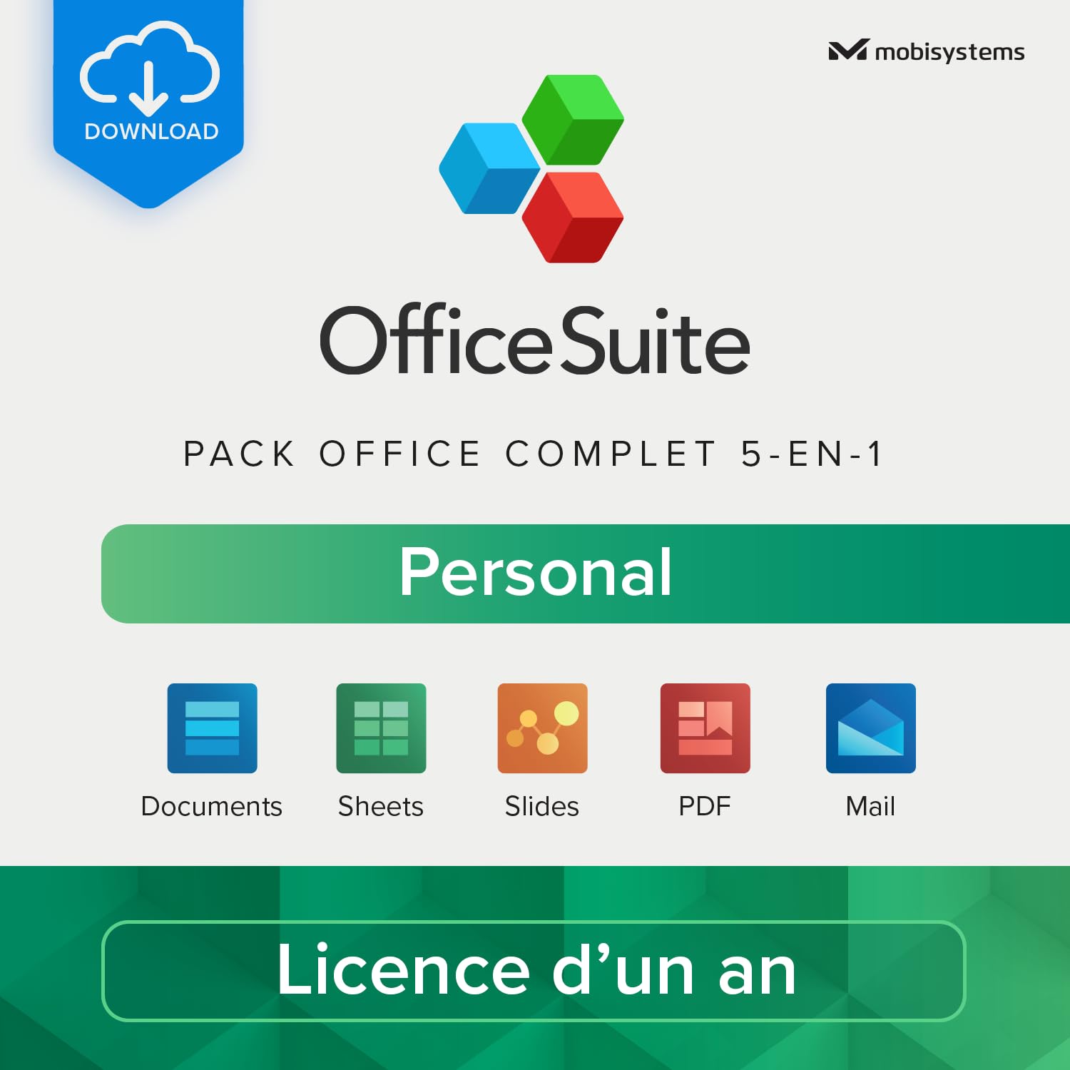 OfficeSuite Personal Pack Office 5-en-1 Licence 1 An 1 Ordinateur Windows 2 Appareils Mobiles Code en Ligne