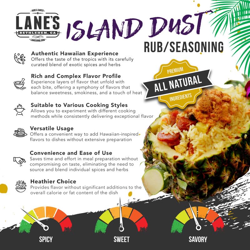 Miniatura 2 de Lane's Island Dust Rub Alaea - Sal de condimento de sal marina hawaiana, especias de sal marina roja hawaiana totalmente natural para mariscos y