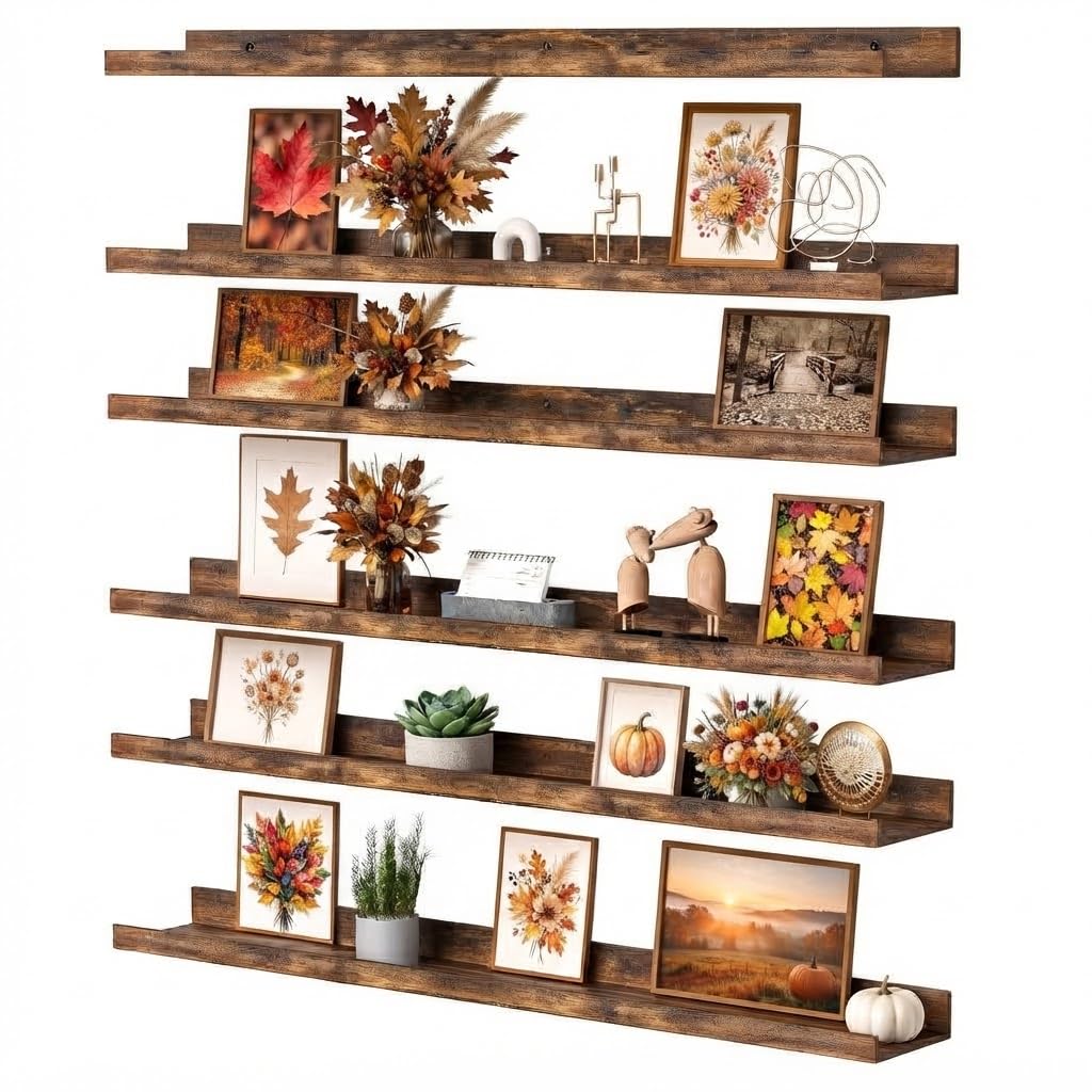 Photo 1 of upsimples Floating Shelves Brown 6Pcs 35.5"