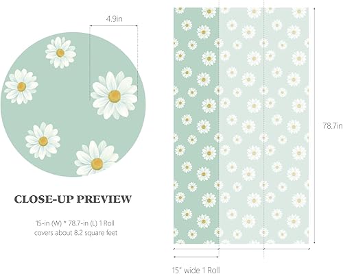 Miniatura 3 de JAHUL Papel tapiz de margaritas para despegar y pegar, diseño floral, lindo autoadhesivo, extraíble, papel tapiz de flores en papel tapiz/papel