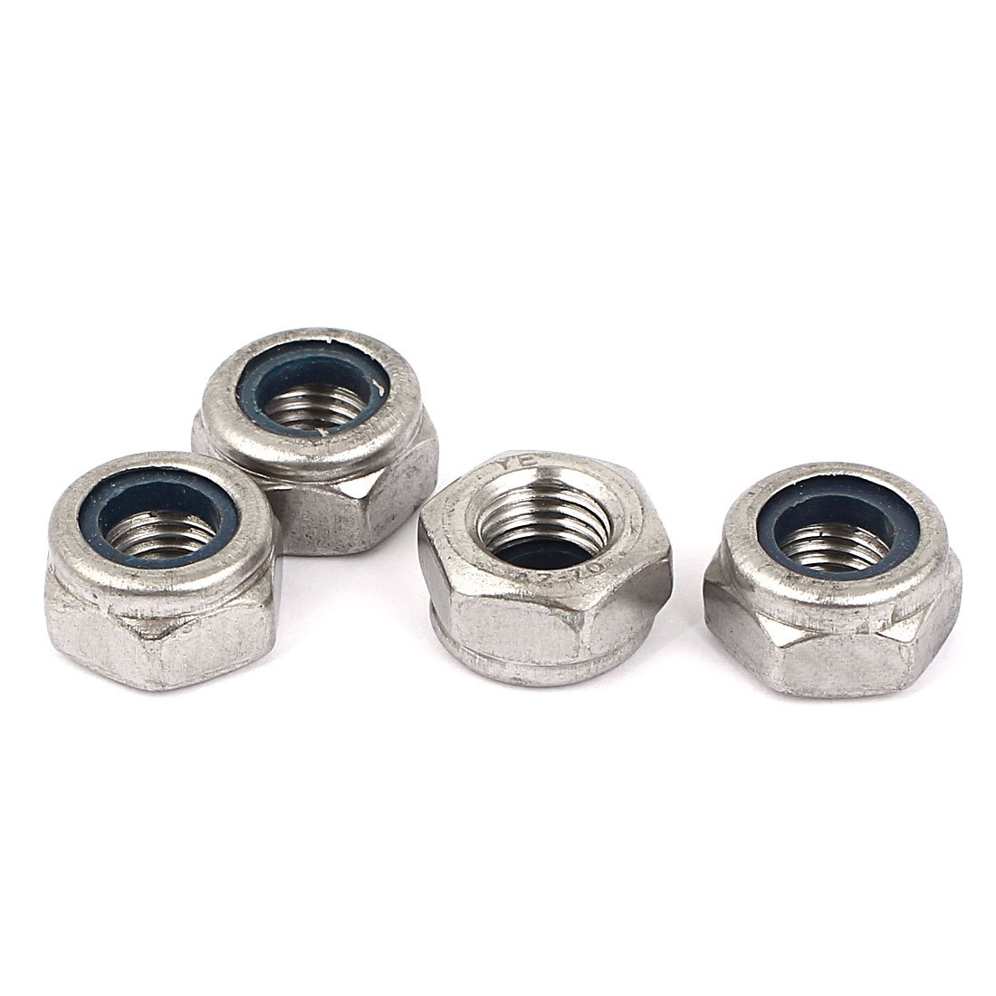 Tuerca hexagonal autoblocante M10 uxcell, evita vibraciones con acero inoxidable 304, 4 piezas
