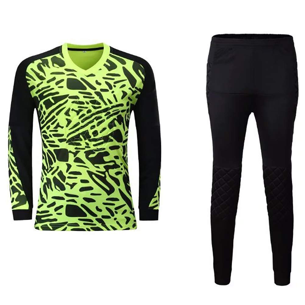 Traje Portero Manga Larga Pantalones 2 Piezas Adulto Jerseys Fútbol Americano Masculino Respirable (Color : Green, Size : X-Large)