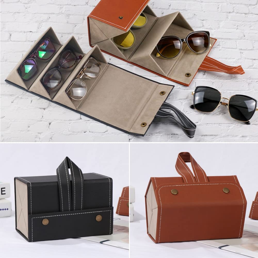 Almacenaje de JoyasEstuche de Gafas de Sol de Viaje con múltiples Ranuras, Organizador de Gafas portátil para exhibición de Almacenamiento, Caja de Almacenamiento de Gafas de joyería, Regalo