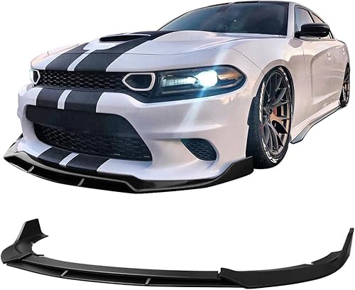 Miniatura 2 de IKON MOTORSPORTS, Borde delantero compatible con Dodge Charger SRT 2015-2023, estilo V2, alerón de parachoques delantero, kit de cuerpo de barbilla
