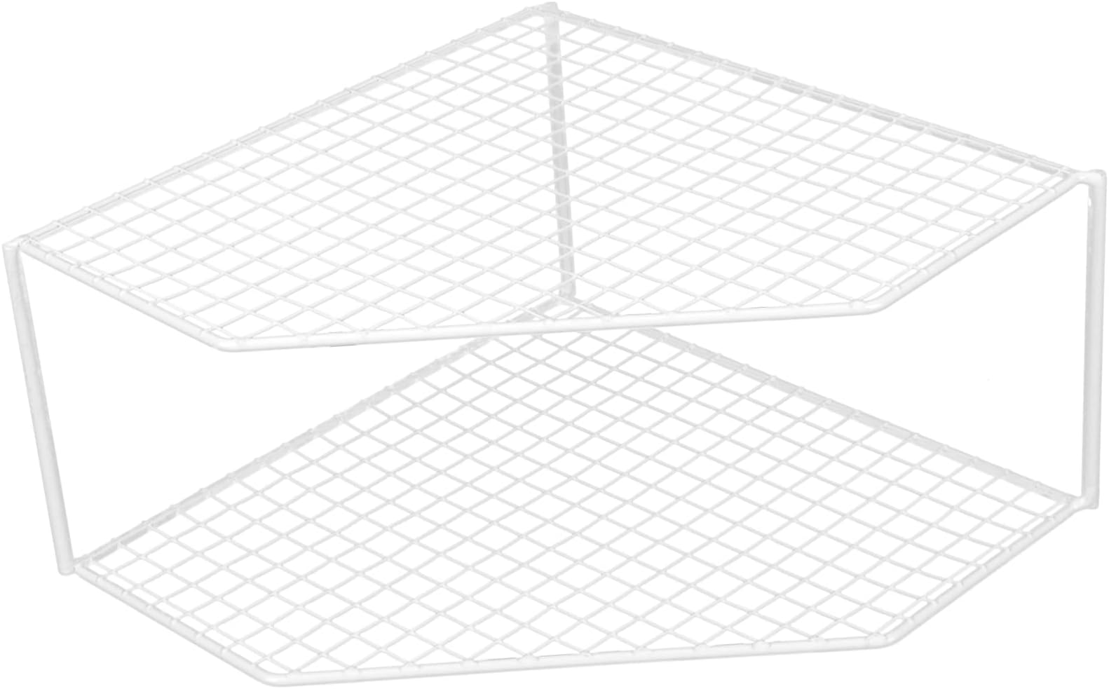 Cabilock 2-tier Corner Shelf Plate Pan Organizer Kitchen Cabinet Shelf Metal Wire Pot Storage Rack for Home Pantry Bathroom Desk Organizer
