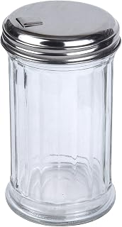 BNYD 12oz Glass Sugar Shaker Dispenser with Flip-Top Pour Spout - Durable for Sugar, Spices, Salt & Cocoa