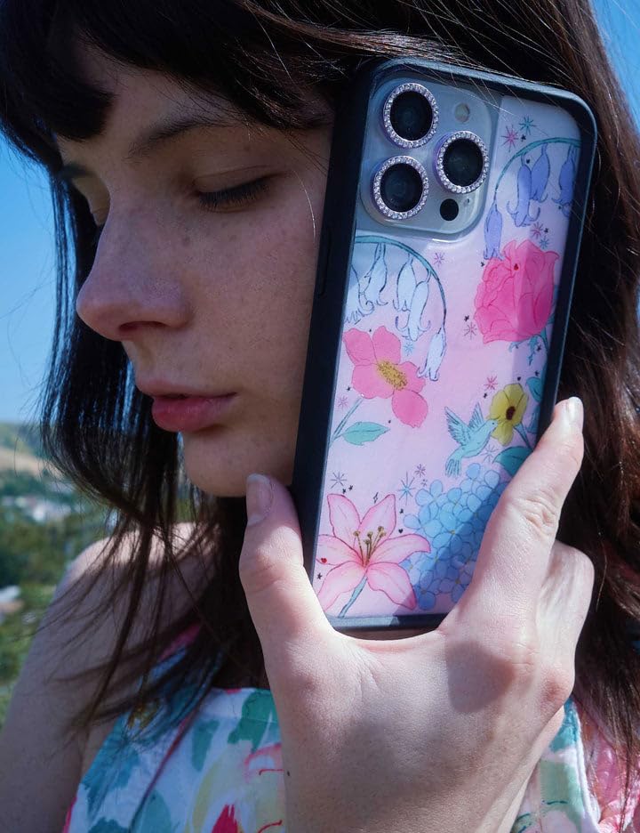 Image of Wildflower Cases - Compatible with iPhone 16 | Protective Black Bumper, 6.5ft Drop Test Certified, Women Owned Small Business | Pink Green Floral Aesthetic Trendy Cute | Bluebelle Dreams