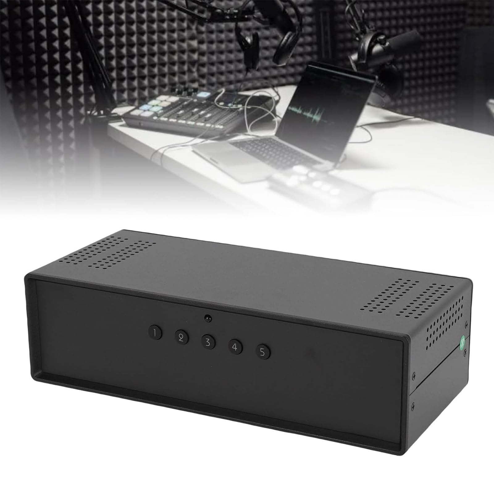 Switch bilanciato XLR a 5 Porte, convertitore Audio bilanciato 5 ingressi e 1 Uscita con Telecomando e Porta XLR placcata in Oro, per confrontare Rapidamente Diverse sorgenti Audio, per studi