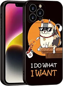 for iPhone 16 Pro Max Case Cat Cute and Fashion Phone Case - 'I Do What I Want' Cartoon Design | Shockproof Soft Cover for Girls & Women (B2-Cartoon Cute cat)