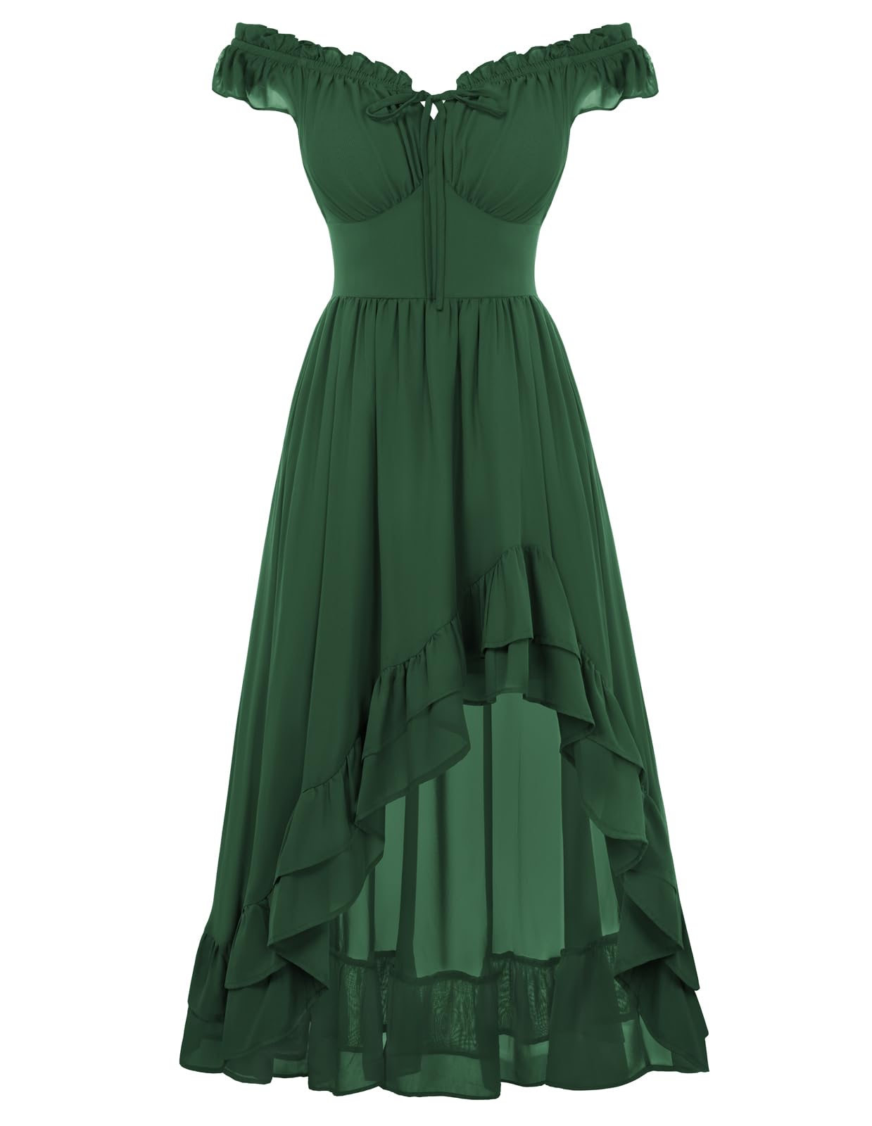 Renaissance Corset Dress for Women Off Shoulder Flowy Sundress Wedding Guest Chiffon Dresses