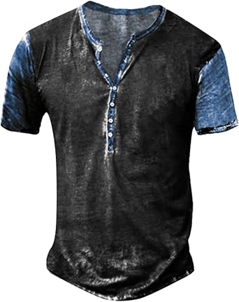 American Flag Shirts for Men Retro Patriotic Graphic Short Sleeve Button-Down Henley Shirt Funny 4th of July T-Shirt