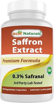 Best Naturals Saffron Extract 88.5 mg - 0.3% Safranal - 120 Vegetarian Capsule