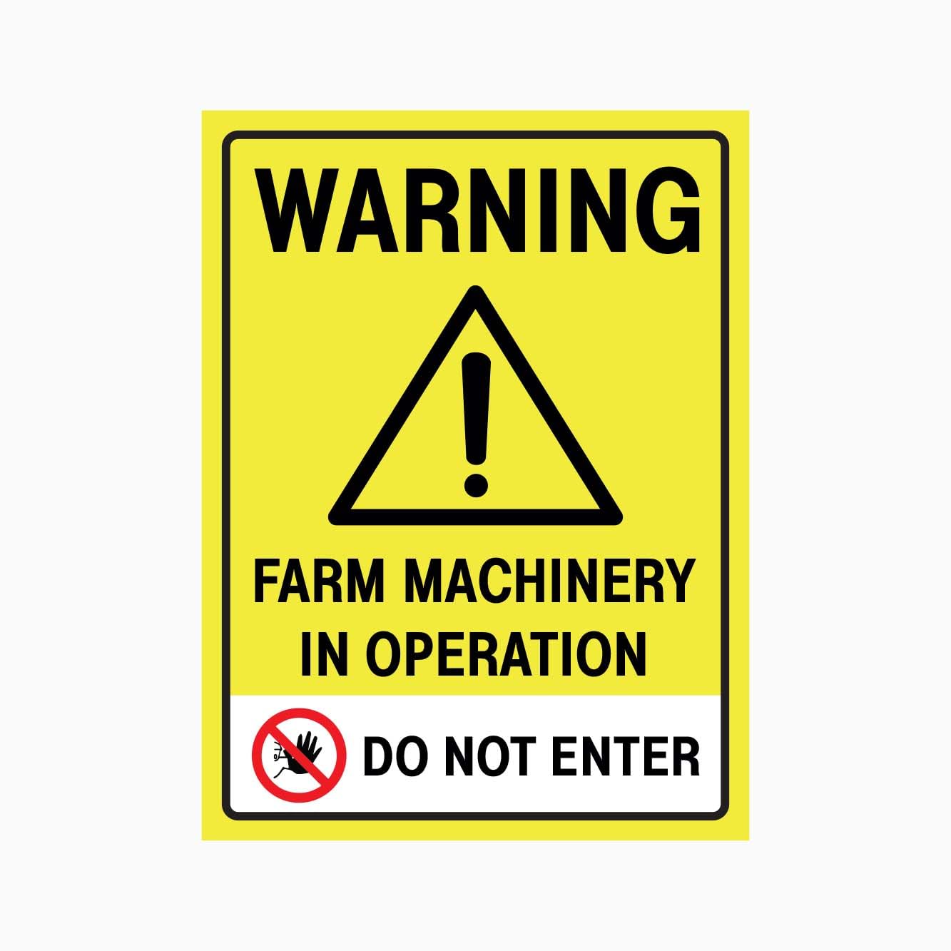 WARNING FARM MACHINERY IN OPERATION DO NOT ENTER Sign Warning Metal Tin Sign 8 x 12 inch for Industrial & Commercial Series
