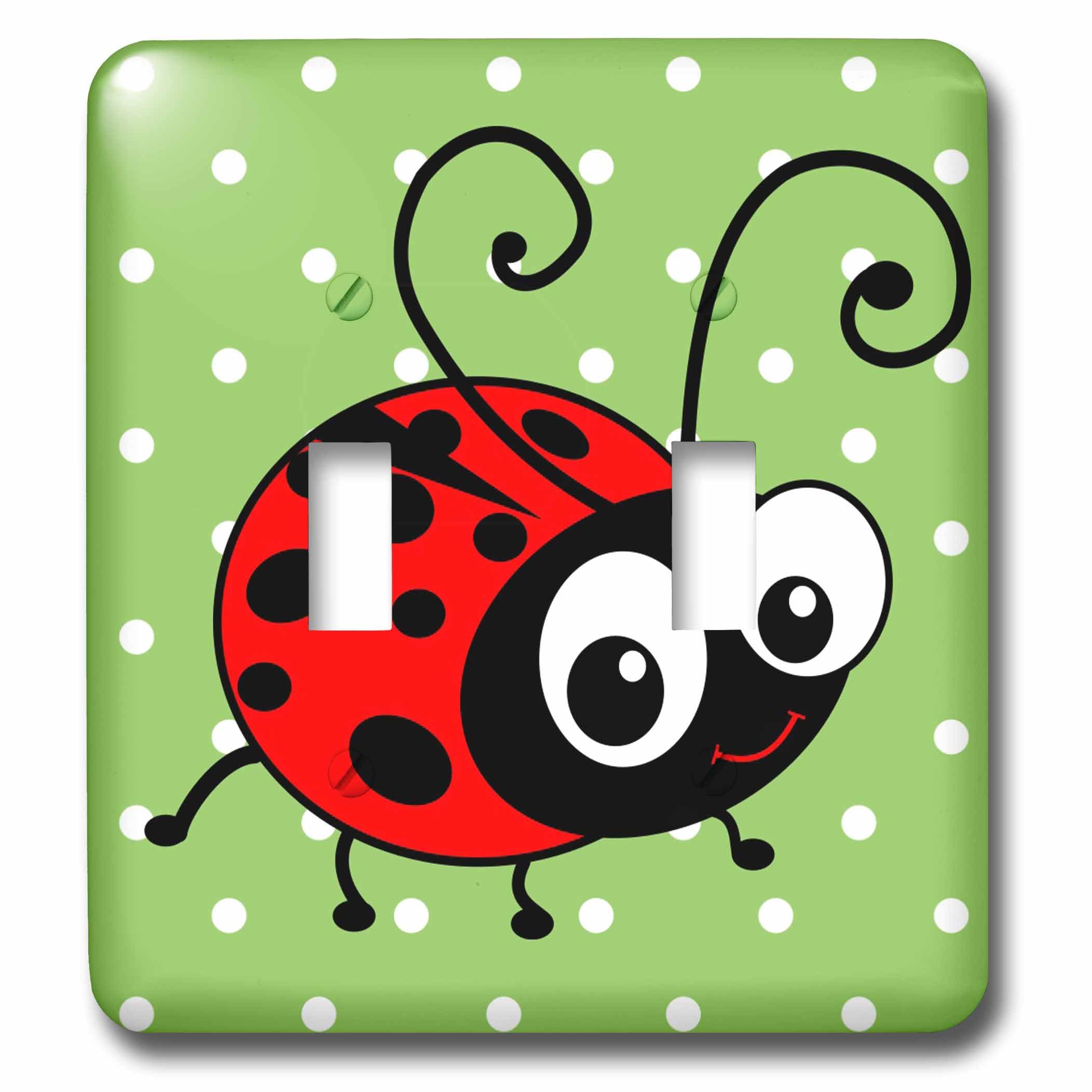 Double interrupteur à bascule noir Coccinelle Kawaii 3dRose lsp_113183_2