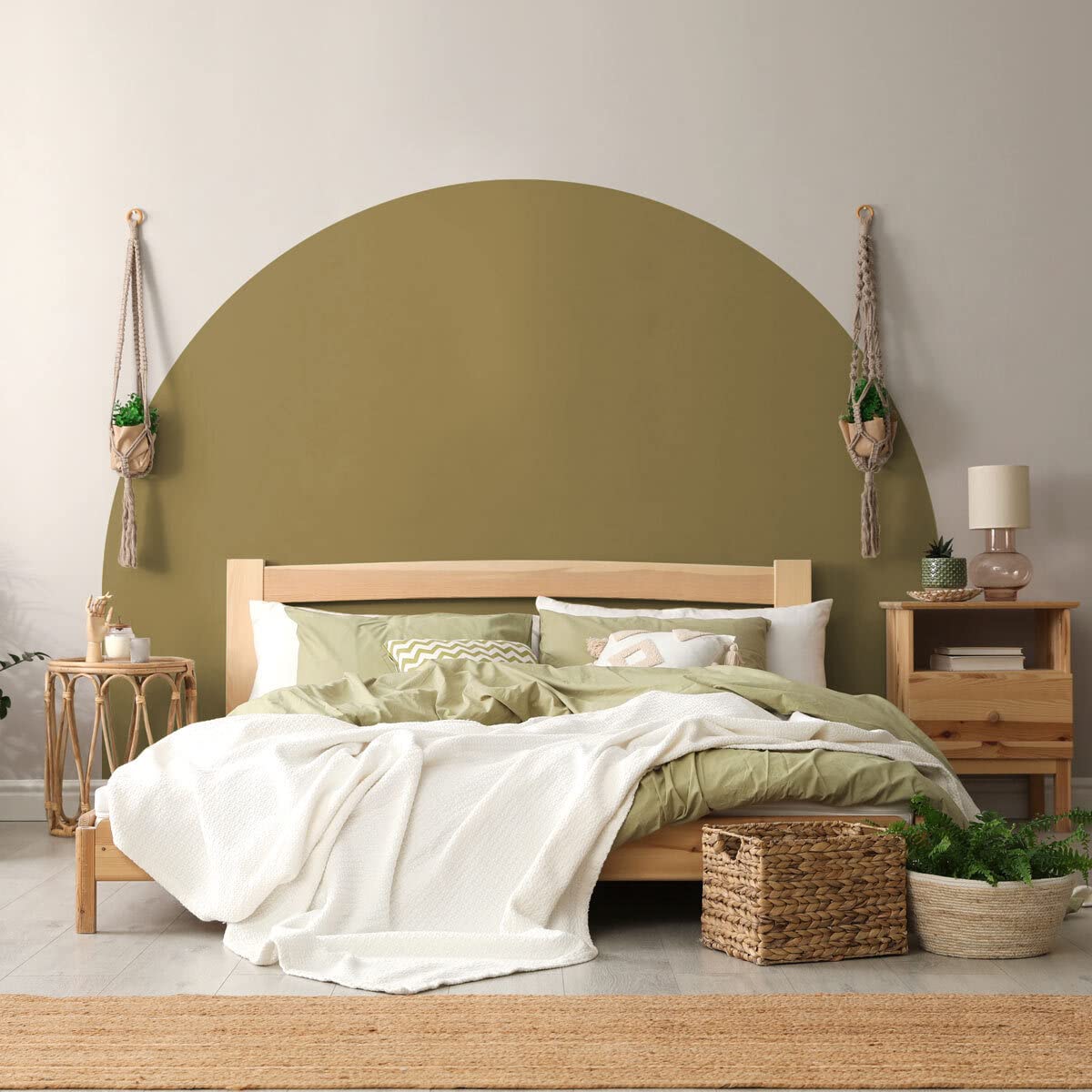 Ambiance Sticker Autocollant Lit Tête de Lit Arche Stickers Muraux | Grand Papier Peint Demi Cercle pour Décoration Salon et Chambre| L58 x H140 cm - Or Dore