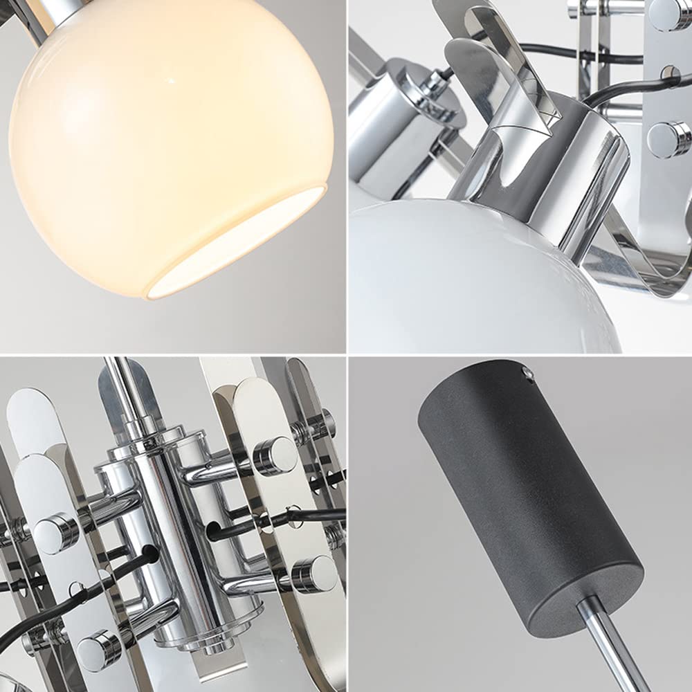 QTHWB Designer Element przestrzeni życiowy, chromowany sypialnia badana sufit dekoracyjny z otwartym szklanym globem oświetlenie wisiorek, obejmuje dwa pręty przedłużające (20+30 cm)
