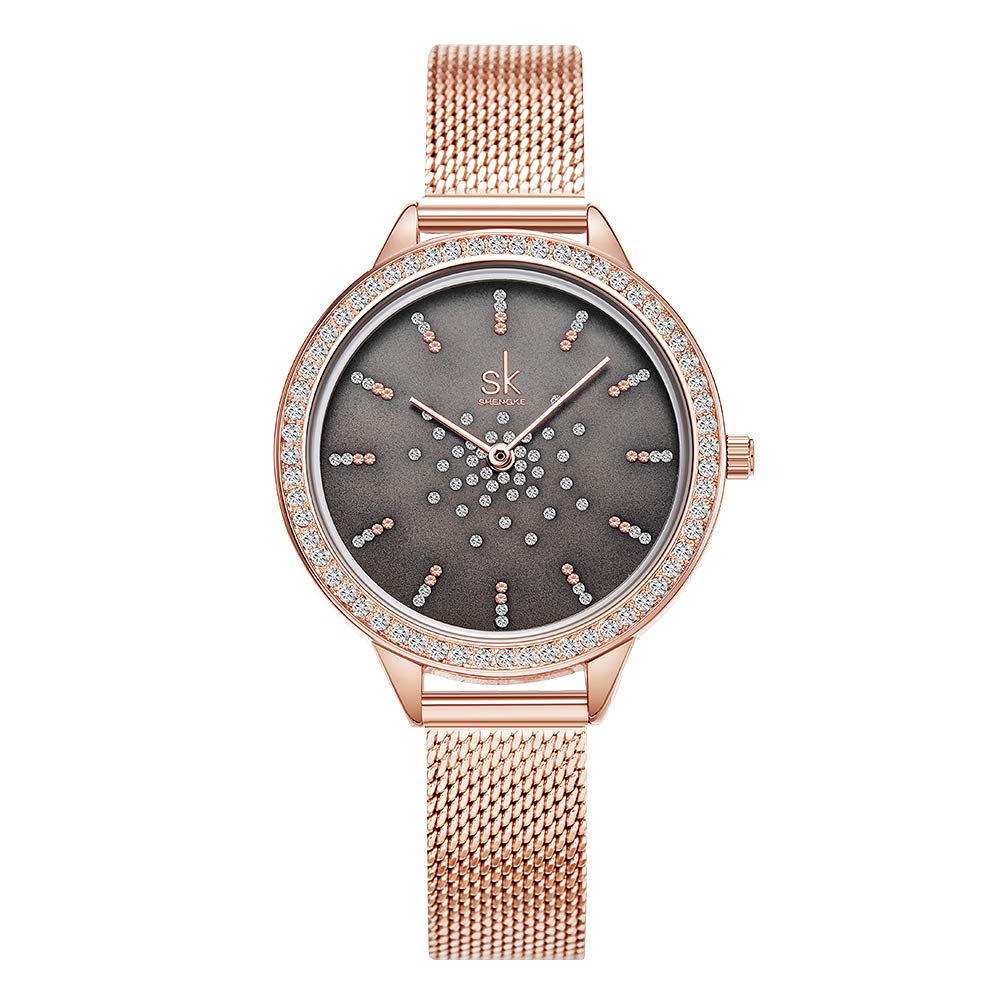 SHENGKESimple Watches Analog Mesh Watches for Women Stainless Steel Band reloj de Mujer Gift for Anniversary