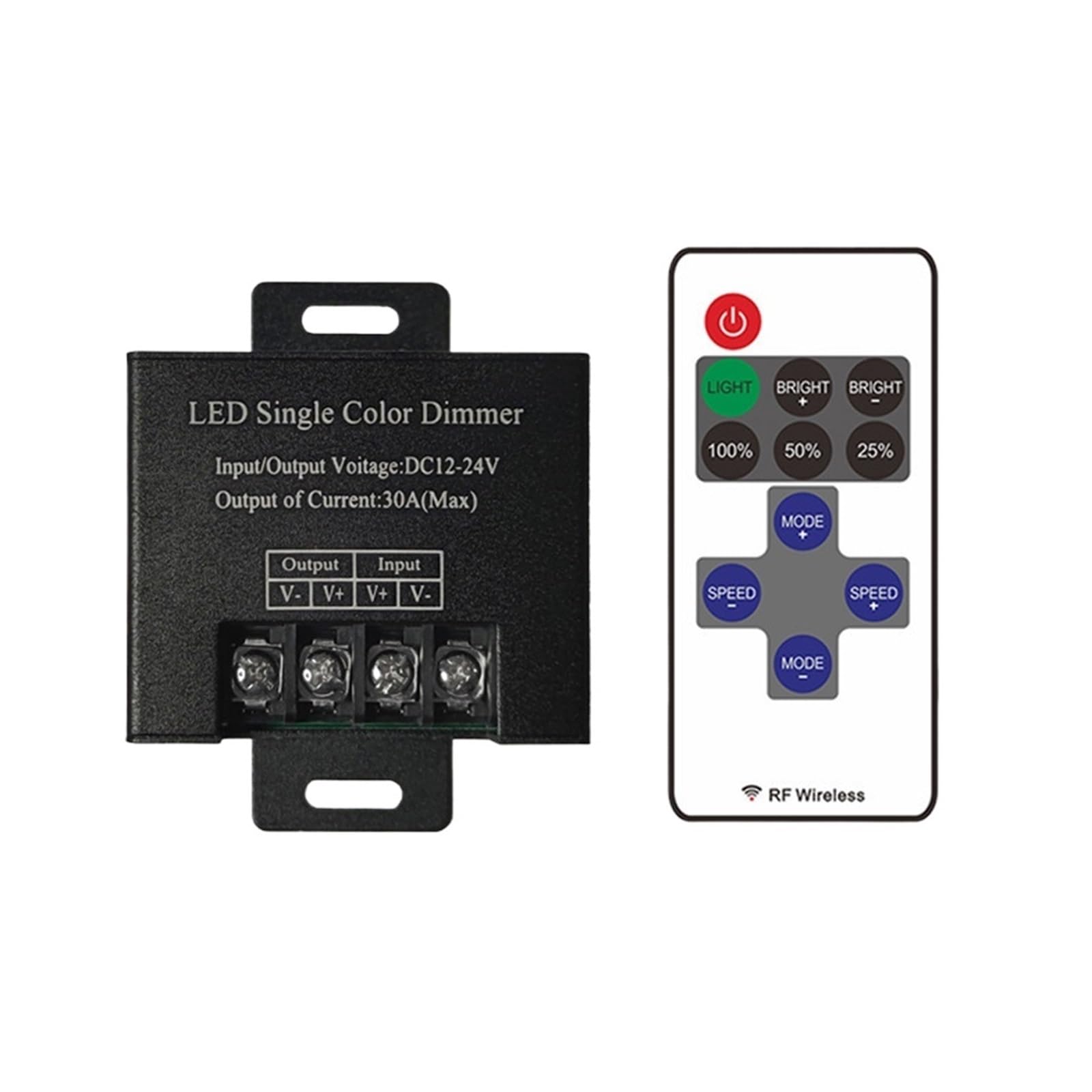 Kontroler ściemniania DC12-24V11key RF433 30A z aluminiową obudową 0-100 pasuje do monochromatycznych pasków świetlnych 5050 5630 2835 3528(styl B)