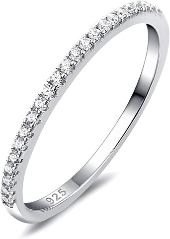 CEJUG Sterling Silver Wedding Bands for Women 14K Gold Plated Eternity Rings Stackable Band Cz Size 5-10