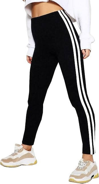 Love My Fashions® Womens Plain Leggings Side Stripes Slim High Waist Fitness Sports 4-Way Stretch Yoga Tights Sizes UK(6-22)