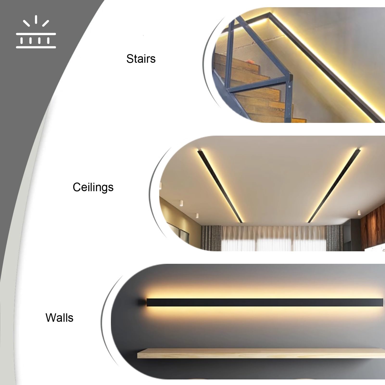 Profilo LED Soffitto In Alluminio Per Modanatura A Corona, Illuminazione Indiretta, Lunghezza Personalizzabile, Per Casa E Hotel