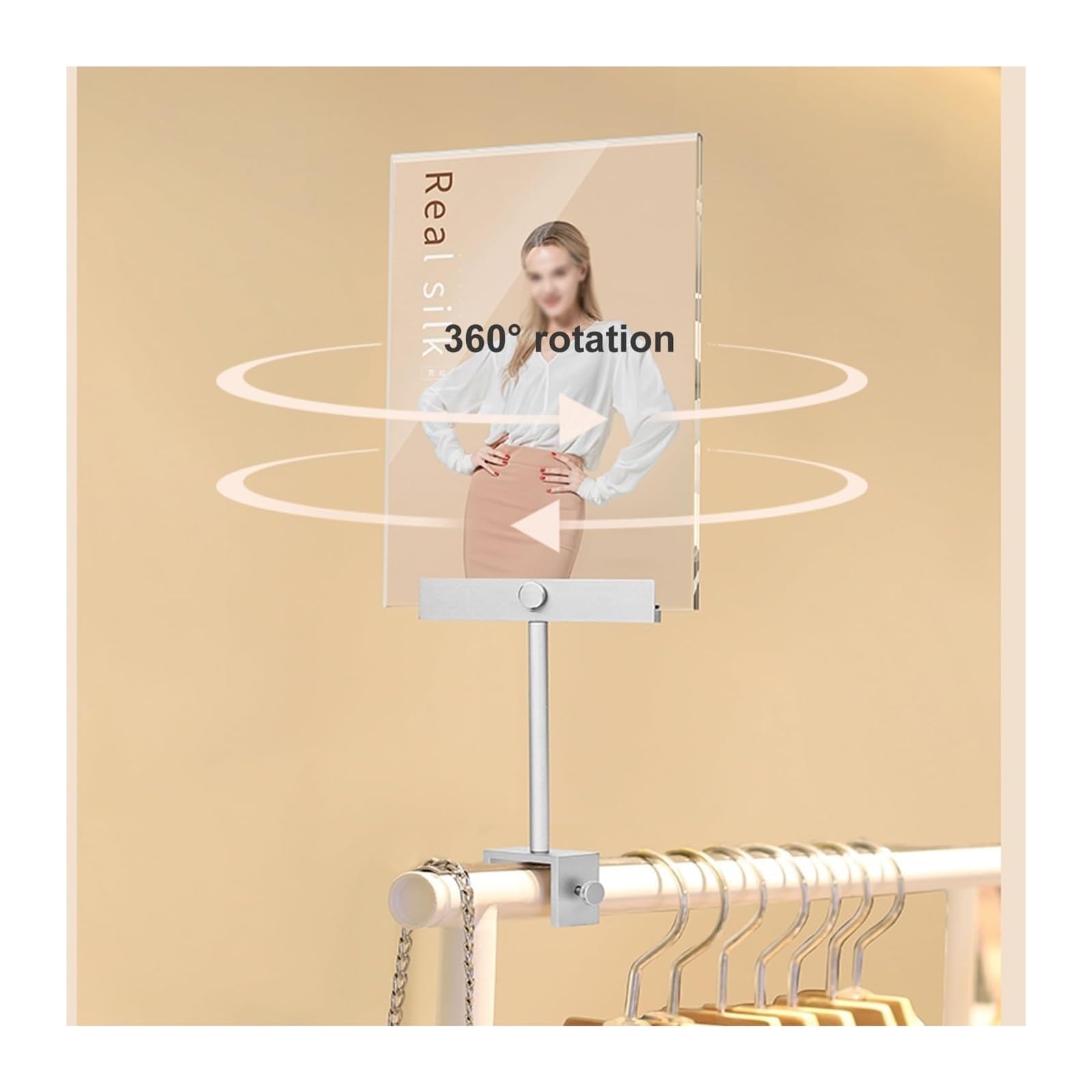 Titular de la señal, Soporte for Carteles con Clip for exhibición de, Soporte for acrílico A5 Panel Transparente HD, Tubos Cuadrados Climp/Tubos Redondos/particiones(Black)
