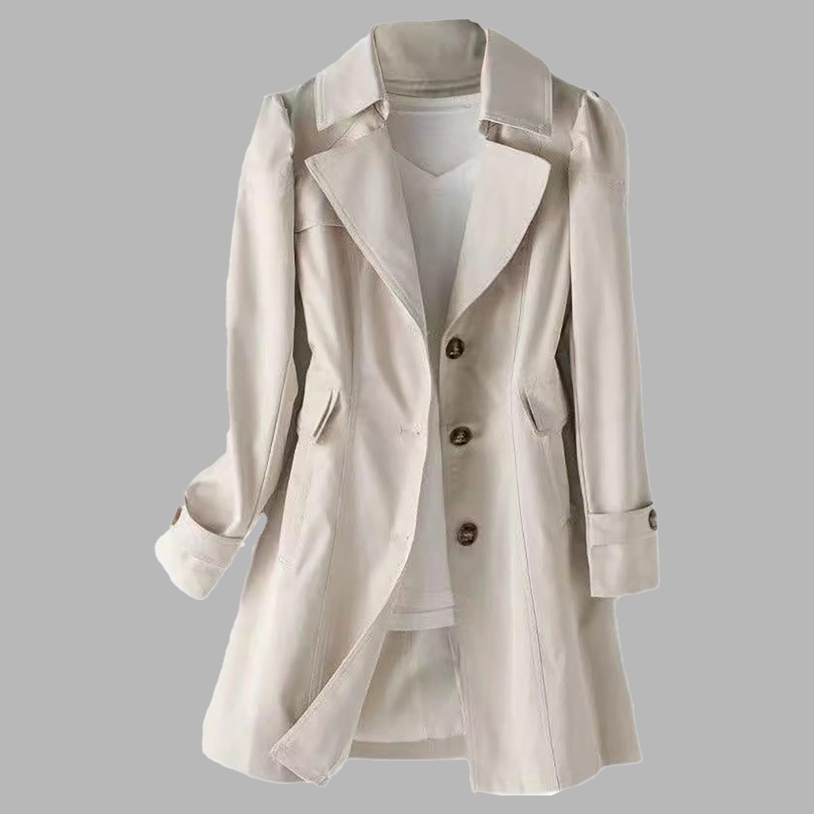 Trench-coat mi-long coupe-vent élégant pour femme coupe-vent léger et respirant coupe slim croisé pour le travail idéal pour l'extérieur collection automne