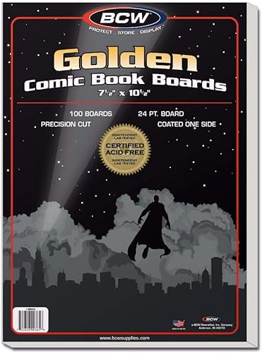 Miniatura 1 de BCW Golden Age - Tableros de respaldo de cómics – Paquete de 100 | Almacenamiento certificado de cómics sin ácidos | Dimensiones de 7 1/2 x 10 1/2