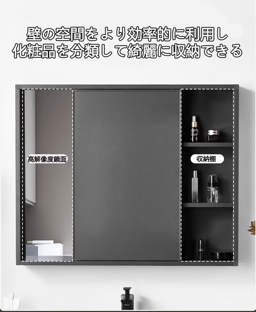 Amazon.co.jp: JOOHY ミラーキャビネット 洗面所化粧台 洗面鏡