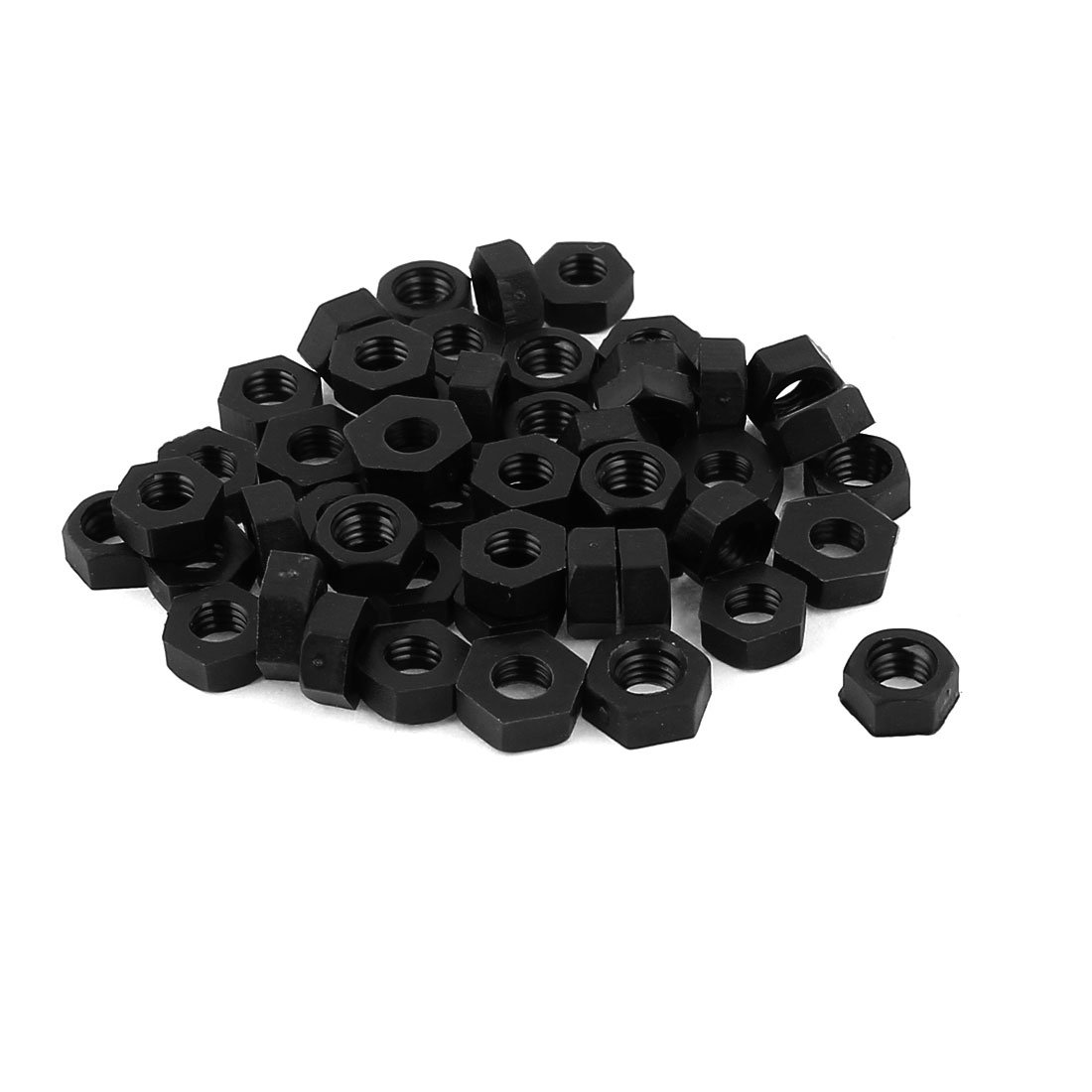 Sourcingmap Metric M5 Thread Insert Lock Screw Fastener Nylon Hex Nuts Black 50pcs