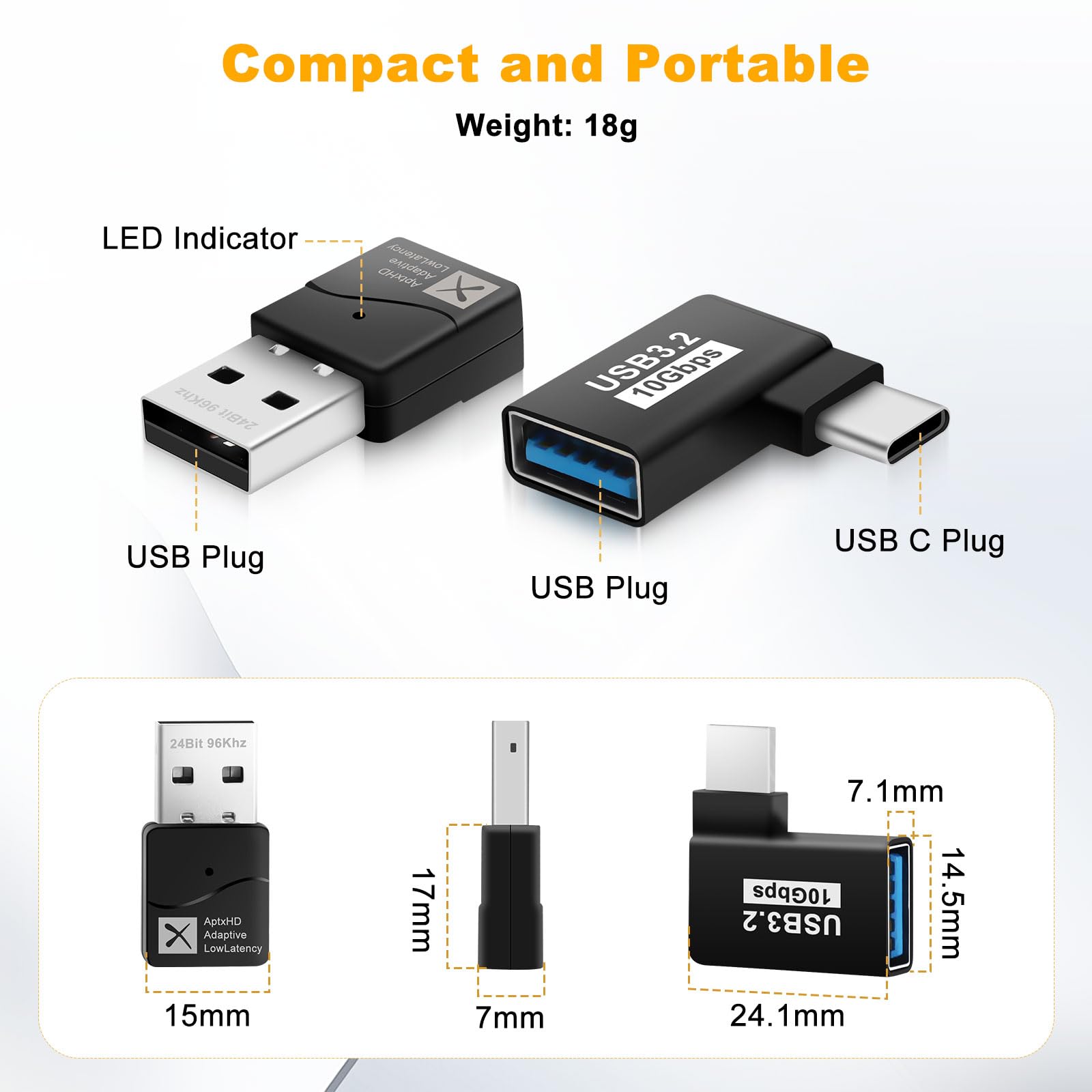 Gbformat AptX Audio Dongle Bluetooth 5.2 - Clé USB Adaptateur Faible Latence PS5 PS4 Switch PC Casque