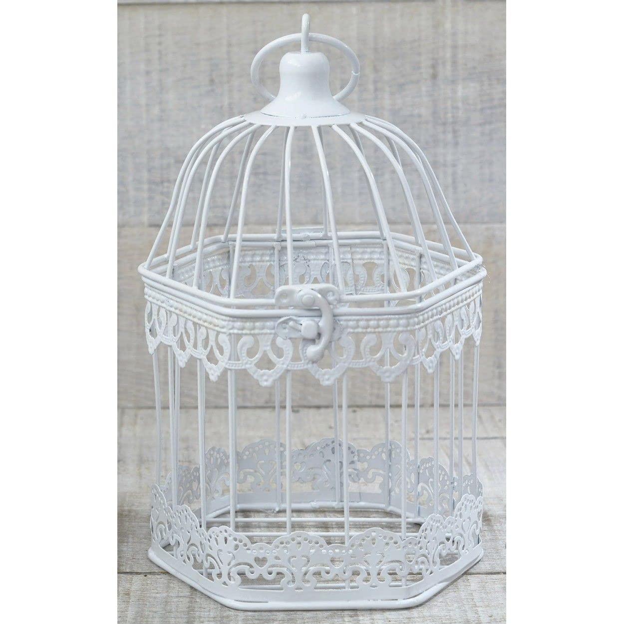 Hogar y Mas Jaula Decorativa Metálica, Color Blanco, con diseño Elegante y Estilo Vintage Grande