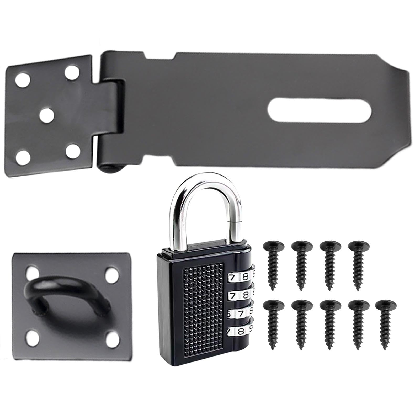 Buy Door Locking Set, Padlock Hasp Kit, Shed Door Latch Hasp, 4 Digit ...