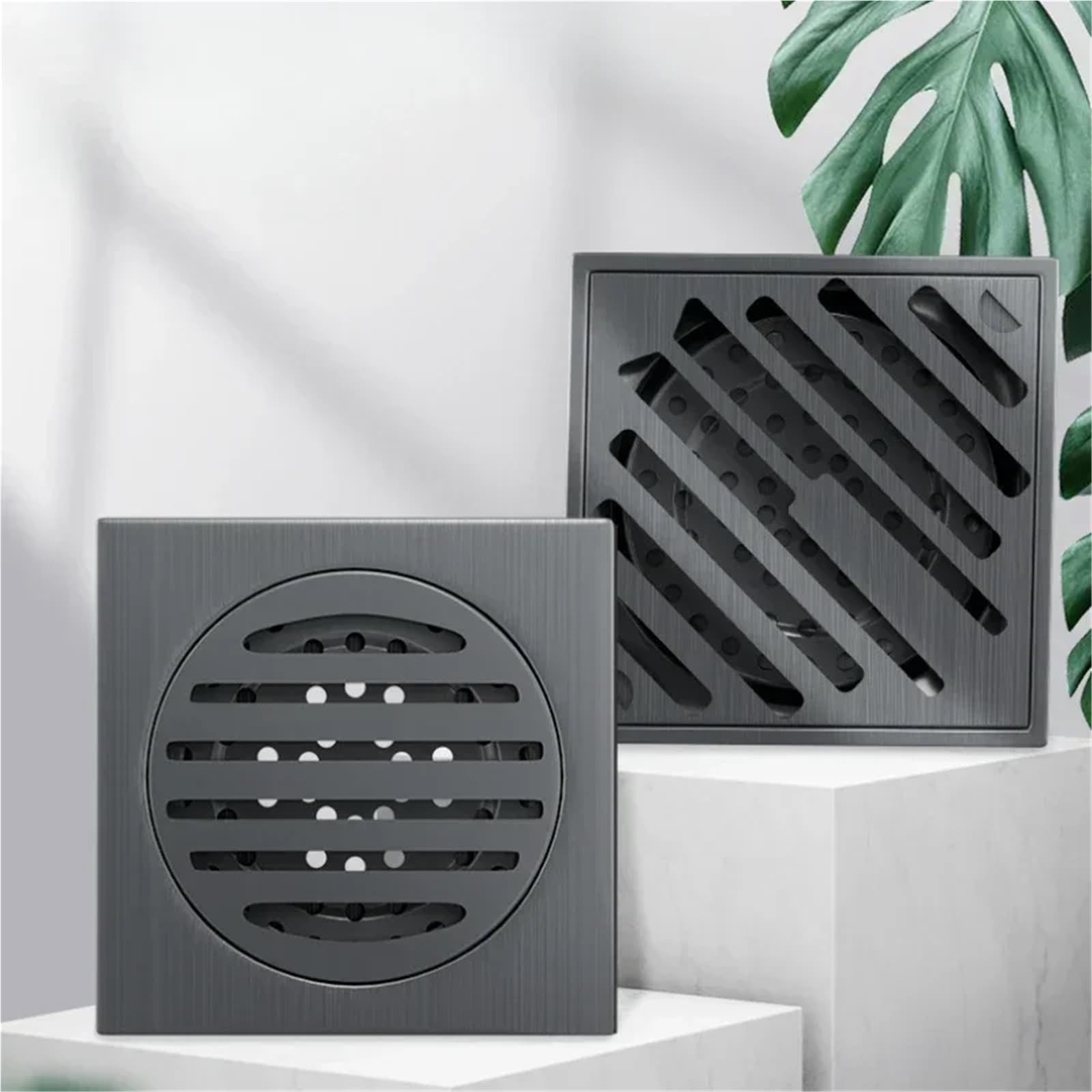 Drenaje De Suelo Desagüe de Suelo Cuadrado Acero Inoxidable for baño, a Prueba olores, antiobstrucción, fácil Instalar para Lavabo(Dark Grey)