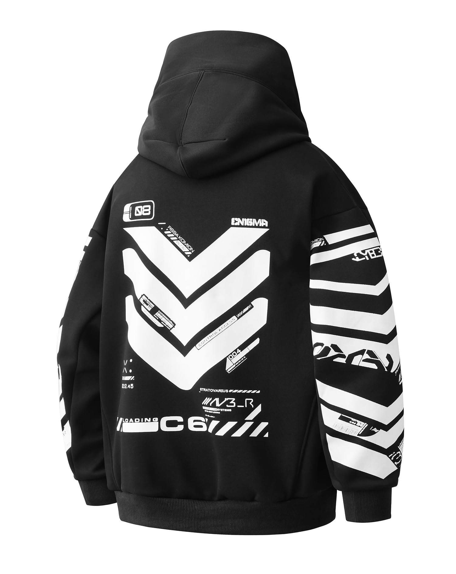 Techwear Streetwear Graphic Hoodies with Neck Gaiter for Men