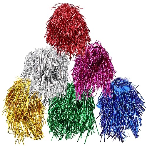 Homoyoyo 6PCS Colorful Foil Tinsel Wigs,Metallic Cosplay Prop Wigs for Costume Cosplay Photo Props Fancy Dress Shiny Party Costume Props (Mixed Color)