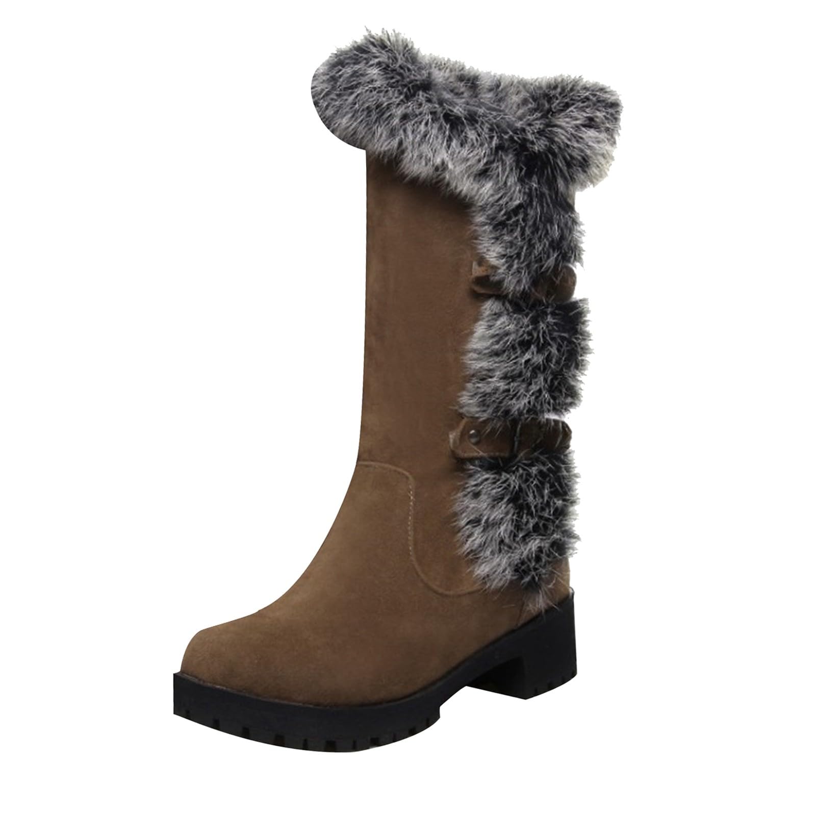 Botines con relleno para mujer bota de invierno mosmota 2025 nuevo bota con correa de hebilla bota elegante y versátil bota de nieve zapatos botas mujer ante talón bloque talla grande