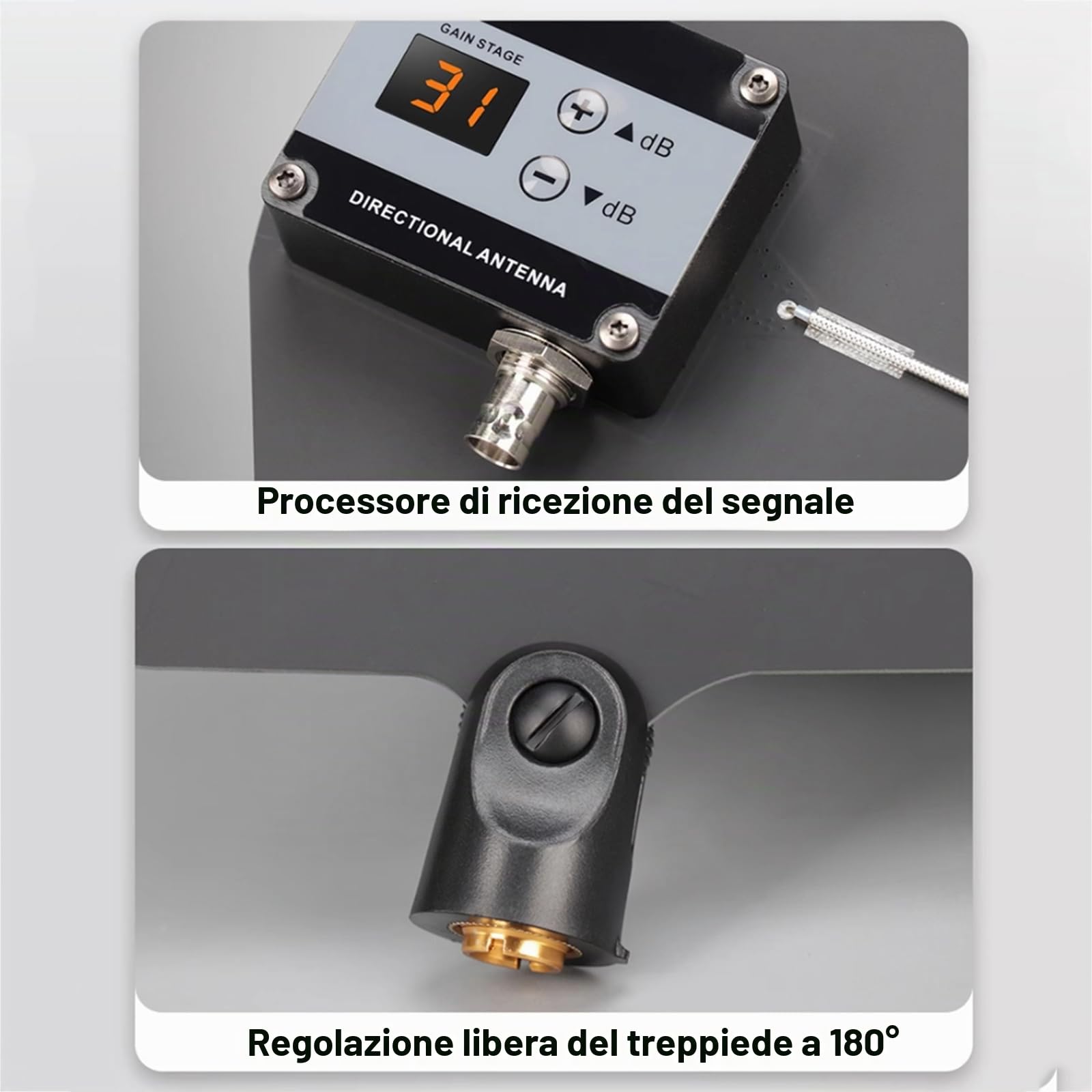 Distribuzione Antenna Wireless UHF, Amplificatore Segnale Microfono a 8 Canali, Palette Antenna Attive con Regolazione del Guadagno, Copre Una Gamma di Frequenza di 400-950 MHz