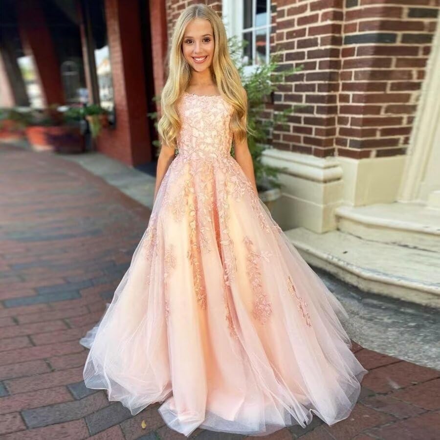 Lace Tulle Flower Girl Dresses Applique Pageant Dress for Girls Ball Gown Princess First Communion Dresses2