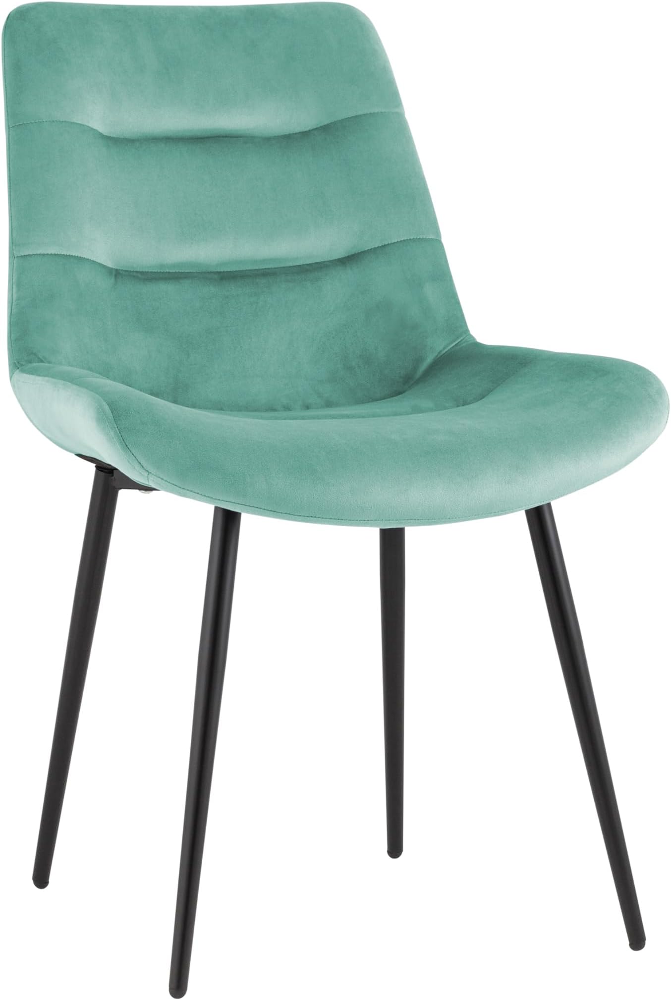 Finch Fox® Polar Velvet Upholstered Chair for Living Room, Dining Room, Cafe Chair with Black Metal Legs in Pista Color