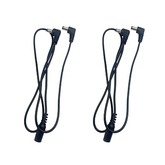 daier 2Pcs 1 to 2 Ways Guitar Effect Pedal Power Daisy Chain Cable, 60cm/23.62inch, 30cm/11.81inch, 9V DC, 2000mA Max, Black, 3-Pin XLR, Male-to-Male, 2 Count, Powering Guitar Effect Pedals