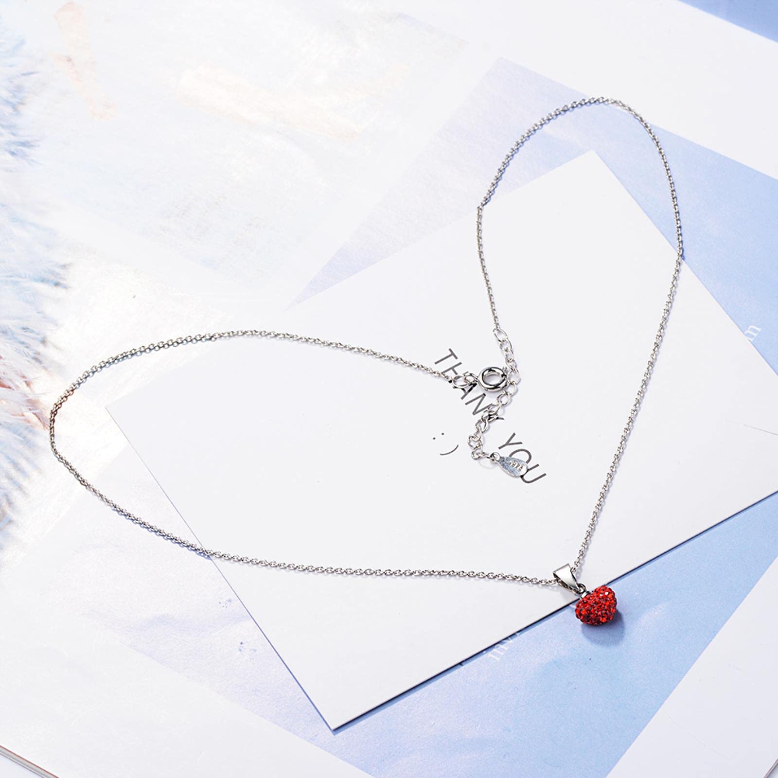 Set Gioielli Argento 925 Con Cuore Rosso Cristallo – Collana E Orecchini Per Donna – Regalo Perfetto Per Matrimonio, Anniversario, Compleanno
