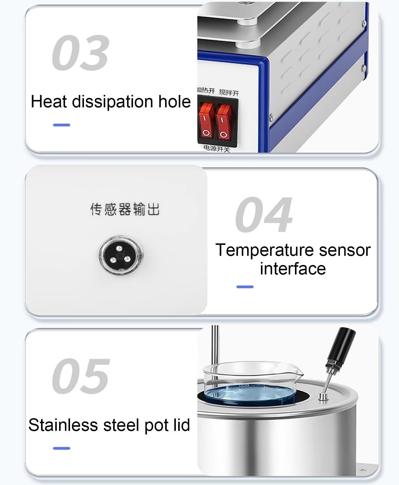 Magnetischer Mischbatterie mit Temperaturregelung, Digitalanzeige für Wasserbad und Ölbad, magnetische Heizung (Deepening)