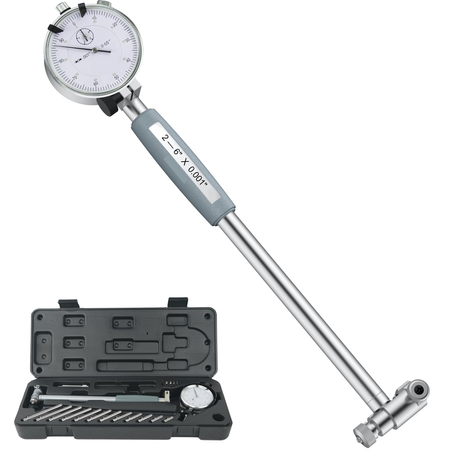 HDLNKAK Outside Micrometer Set 0-4" +Dial Indicator Bore Gauges 2"-6"/0.001" Extender Dial Bore Gauges, Cylinder Bore Gauges Measurement, Bore Gauge Set Ensuring Precision for Machinist