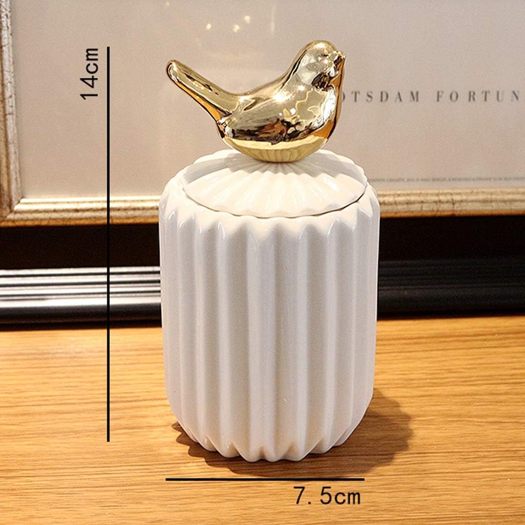 White Toothpick Box,Mini Ceramic Toothpick Can Handmade Holder Stand for Bathroom Vanity Countertops