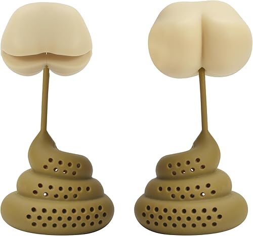 Numola 2 filtros de té de broma para hojas sueltas y té de hierbas, interesante diseño de caca infusor de té para amantes del té, trae una divertida