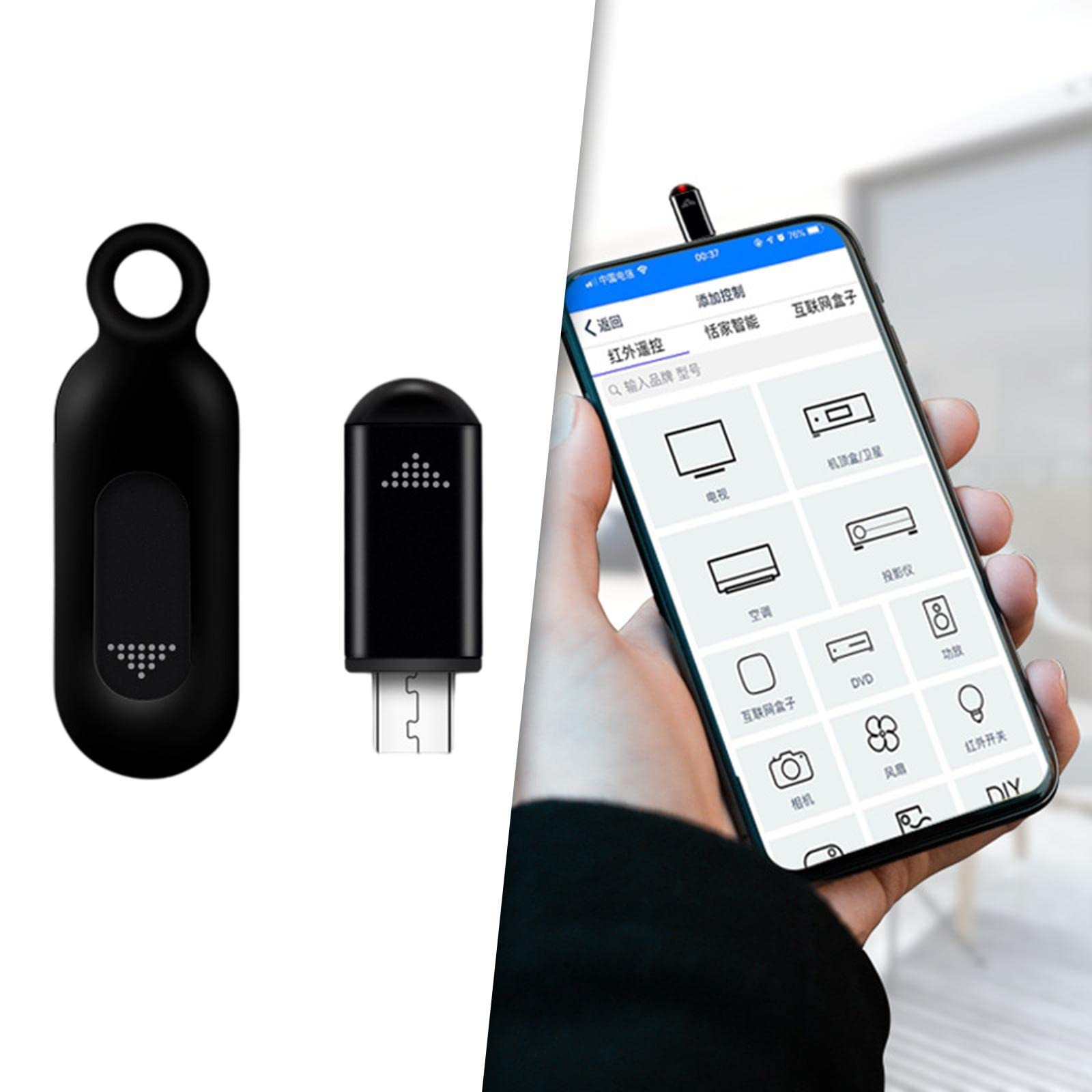 Smart Controller mit Type USB Schnittstelle Mobile Telefon Fernbedienung IR Geräte Infrarot Adapter App Steuerung Zuhause für, Micro-USB-Schwarz