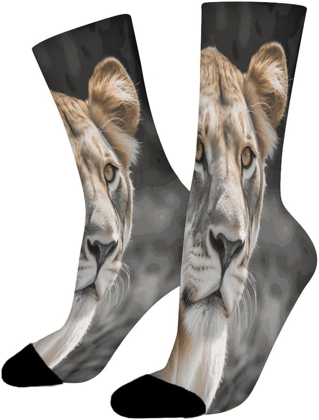 Lioness with Blue Green Eyes Crew Sock High Stocking Grippy Socks | Socks for Men & Women,Stockings-Long Thin Tube Sports, Breathable Soft Athletic for Nurses,Travel